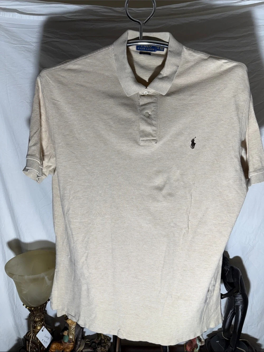 Ralph Lauren Beige Polo Shirt with Navy Pony